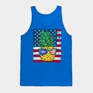 American Patriotic Pineapple Glasses USA Flag For Patriots Tank Top